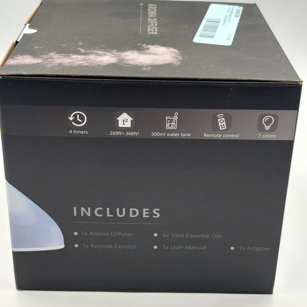 Noahstrong 500ml Aroma Diffuser & 6 Essential Oils Set Remote 7 Colors